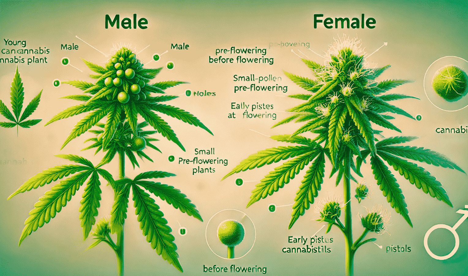 How can I tell the difference between male plants before they start flowering?