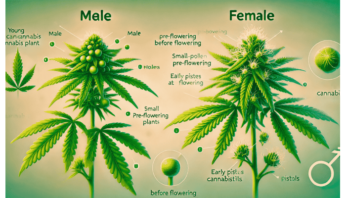 How can I tell the difference between male plants before they start flowering?