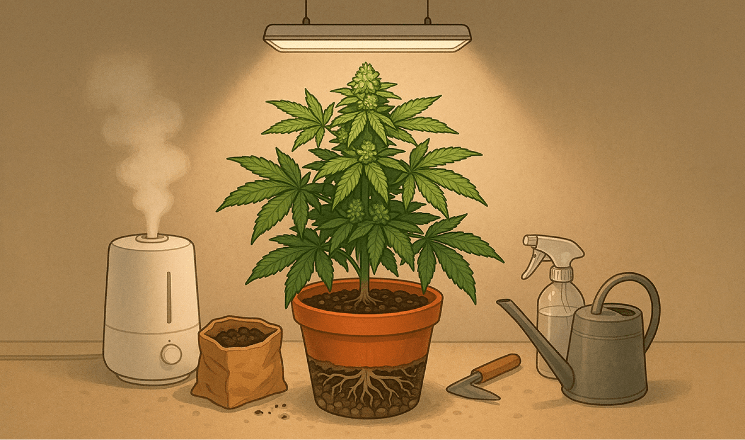 Growing cannabis in a pot