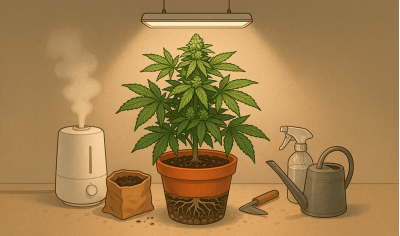 Growing cannabis in a pot