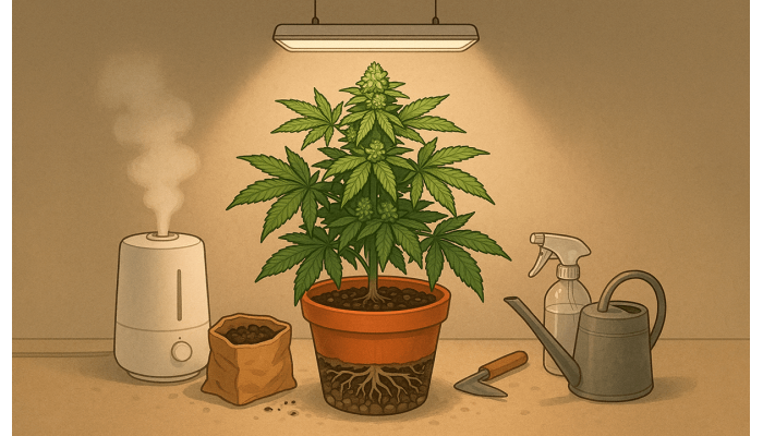 Growing cannabis in a pot