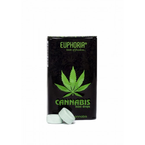 Mint cannabis candies in a box