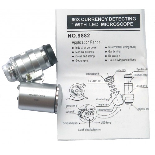 Mini Pocket Microscope (60x magnification) with lights