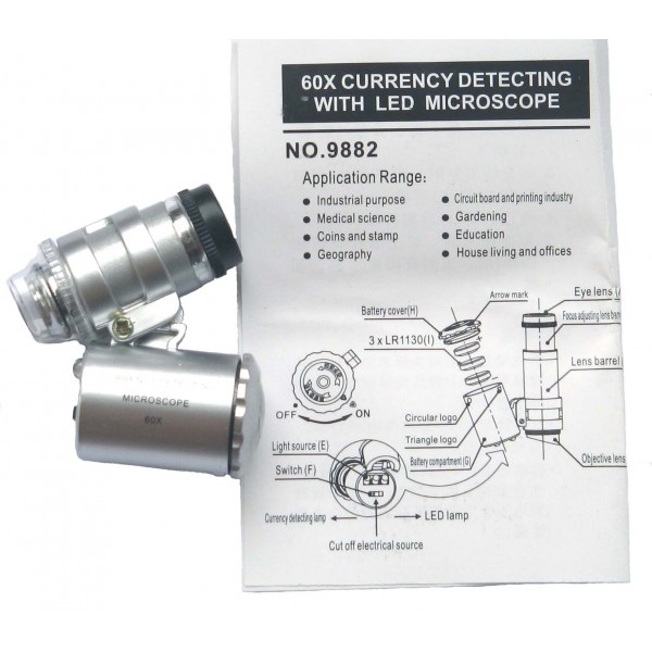 Mini Pocket Microscope (60x magnification) with lights