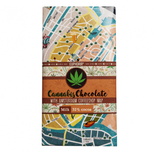 Milk chocolate with cannabis seeds