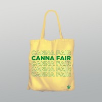 Сумка-шоппер CannaFair бежева із зеленим написом