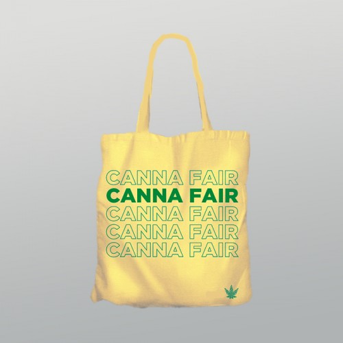 CannaFair shopper bag in beige with green lettering